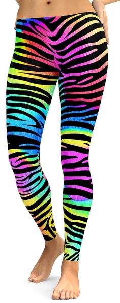 These unique Colorful Zebra Striped Leggings are hand-sewn with care. Made of 82% polyester and 18% spandex, these animal print leggings are super soft, stretchy and comfortable to wear. Perfect for your active lifestyle and can be worn at any time anywhere. Playful Stretch Multicolor Activewear, Playful Multicolor Stretch Activewear, Playful Multicolor Activewear For Workout, Trendy Stretch Colorful Pants, Casual Multicolor Stretch Leggings, Stretch Multicolor Yoga Pants, Fun Multicolor Fitted Leggings, Fun Fitted Multicolor Leggings, Multicolor Stretch Leggings For Sports