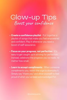 Looking to boost your confidence and achieve the ultimate glow-up? 🌟 Check out these 3 out of 30 powerful confidence tips designed to help you embrace your uniqueness, build self-esteem, and radiate positivity from the inside out! Whether you're aiming to glow up mentally or physically, these actionable steps will guide you on your journey to self-love and empowerment. From practising positive self-talk to setting boundaries and celebrating your successes, these tips are your go-to guide for a more confident and radiant you. Save this pin for daily inspiration and start your glow-up today! For more tips, check @marloesquerine. 💪✨   Glow-up, glow-up tips, confidence tips, boost your confidence, self-love, positive mindset, growth mindset. Tips Confidence, Radiate Positivity, Positive Self Talk, Setting Boundaries, Confidence Tips, Boost Your Confidence, Glow Up Tips, Self Talk