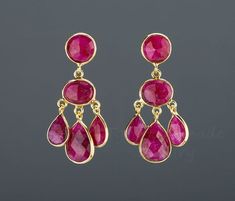 Three tier ruby earring,ruby chandelier dangle earring,framed ruby,natural gemstone,July birthday gi Luxury Ruby Jhumkas As A Gift, Elegant Ruby Chandelier Dangle Earrings, Ruby Drop Chandelier Earrings As Gift, Elegant Ruby Chandelier Earrings For Gift, Gemstone Chandelier Earrings As Gift, Gold Ruby Chandelier Earrings As Gift, Handmade Ruby Earrings For Anniversary, Ruby Earring, Earring Frame