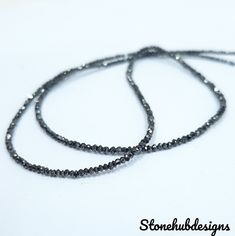 This Listing Is For Natural Black Diamonds faceted Rondelle beads- Black Diamond Beads Full Length Strand- 1.50 mm - Gemstone: Black Diamond Beads Shape: Rondelle Beads Size : 1.50 mm approx. length: 16 Inch Color: Black Quantity: 1 strand Quality: AAA MORE BEAUTIFUL THAN PICTURES ! Black Necklace With Oval Spacer Beads, Black Oval Beaded Necklaces, Black Gemstone Beads For Jewelry Making, Oval Black Beads For Jewelry Making, Black Faceted Beads For Gifts, Black Beaded Rondelle Jewelry, Black Rondelle Spacer Beads Jewelry, Black Rondelle Gemstone Beaded Necklace, Black Oval Gemstone Beads Jewelry