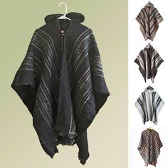 Llama Wool Unisex South American Handwoven Poncho Mens Cape, Mens Poncho, Gentle Man, Poncho Coat Cape, Poncho Coat, Rain Poncho, Hooded Poncho, Dress Well, Couture Mode