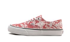 The Vans Authentic “Floral Linen/Marshmallow” is the perfect shoe for a casual summer day. With a coral pink floral print canvas upper, this shoe invokes a Hawaiian shirt on a hot July day — lightweight, comfortable, and classic. White laces and silver lace loops complete the upper. A thick white midsole with black piping around the top is outfitted with Vans’ UltraCush technology inside for all-day comfort. | Authentic SF (Floral Linen) Marshmallow Silver Lace, Stadium Goods, Pink Floral Print, Vans Shop, Soft Summer, Vans Authentic, Perfect Shoes, Chuck Taylor Sneakers, Summer Day