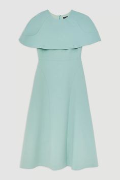 Compact Stretch Cape Sleeve Full Skirt Tailored Midaxi Dress | Karen Millen Sequin Coats, Petite Wedding Guest Dresses, Figure Dress, Plus Size Formal, Petite Coat, Tall Dresses, Cape Sleeves, Full Skirt Dress, Plus Size Coats