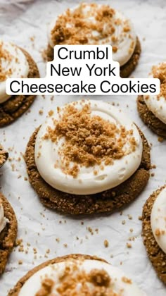 crumbl new york cheesecake cookies with white icing and cinnamon crumbs