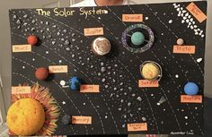 a young boy holding up a solar system poster