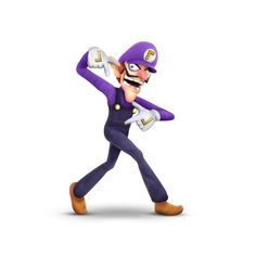 the mario bros character is running with his arms in the air