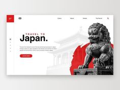 the website design for travel to japan, with an image of a lion on it