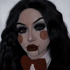 Saw Girl Costume, Billy Jigsaw, Annabelle Makeup, Saw Makeup, Ideas For Costumes, Jigsaw Makeup, Saw Halloween, Badass Halloween Costumes, Holloween Makeup