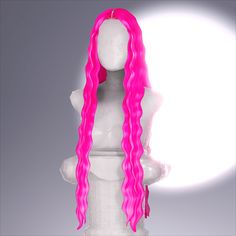 a pink wig sitting on top of a white fire hydrant