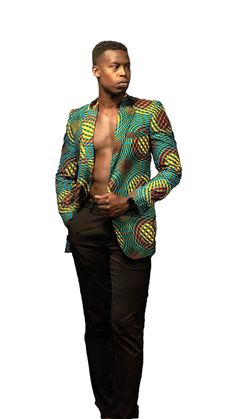 PRODUCT DETAILS: Designed in the U.S., hand-crafted in Africa Delivery within 2 weeks Print shown in Green, Yellow, Wine, Blue, White and Brown. This classic blazer provides a new look with colorful African Ankara print! Can be customized and tailored to any body type and shape and can be worn for multiple occasions, including as formal and evening wear. CUSTOM: You pick your fabric and style @ Custom Clothes. FABRIC CARE: Dry Clean. SIZE CHART: Formal Brown Custom Fit Blazer, Printed Shirt With Blazer Men, African Print Blazer, African Print Blazer For Men, Printed Blazer For Men, Luxury Men's Blazer With Intricate Embroidery, Ankara Jackets, African Ankara, Classic Blazer