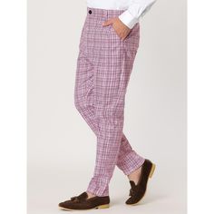 The stylish and distinctive plaid design of these slim-fitting dress trousers will make you stand out from the crowd. The plaid design is timeless. These plaid pants are easy to match and can be worn with shirts and shoes to create a casual business style. They are suitable for offices, weddings, dates, gatherings, parties, and other occasions. There are numerous colors for you to choose. Fitted Plaid Cotton Pants, Business Casual Plaid Cotton Pants, Fitted Plaid Cotton Bottoms, Fitted Plaid Pants With Welt Pockets, Business Casual Plaid Cotton Bottoms, Plaid Cotton Bottoms For Business Casual, Formal Fitted Plaid Bottoms, Fitted Plaid Formal Bottoms, Fitted Plaid Pants For Business Casual