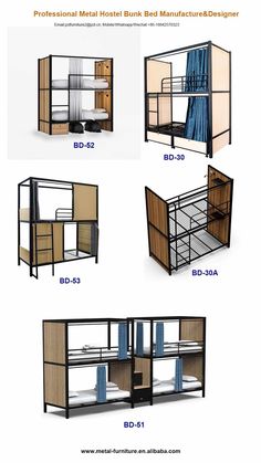 bunk beds are shown in different positions and sizes, with the names below them on each side