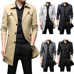 * Item:Men's Trench Coat Outwear Overcoat Casual Long Sleeve Button Jackets Tops * Condition: 100% Brand New * Color:black  * Size:Asian m-7XL * Package:1pc Coats (without any accessories ）    Please note: 1.Please allow a little error due to manual measurement. 2.The color maybe a little difference because of the light,screen reflection etc. 3.If you are not sure what size to choose, you can tell us your height and weight, we will recommend the right size for you.     Payment   ◆  Your Item(s) Casual Clothes Men, Casual Trench Coat, Trench Coat Fall, Men's Trench Coat, Winter Outwear, Guys Clothing Styles, Trench Coat Men, Mens Winter Fashion, Jacket Buttons