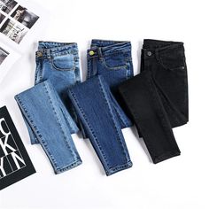 Jeans Female, Casual Denim Pants, Moda Jeans, Foto Tips, Jeans Fabric, Slim Trousers, Womens Clothing Sizes