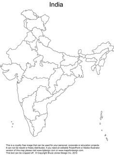 an outline map of india with all the states and their capital cities in black ink