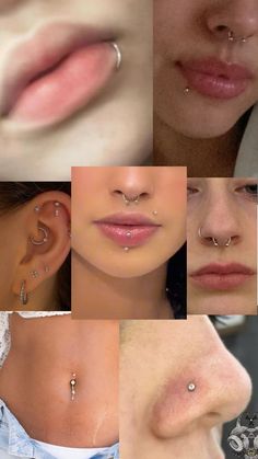 multiple images of different types of nose piercings