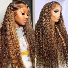 https://www.youtube.com/shorts/b1oqZhTBZLU Curly Lace Frontal, Curly Lace Wig, Color Rubio, Honey Blonde Highlights, Bright Hair Colors, Remy Hair Wigs, Deep Wave Hairstyles, Curly Human Hair Wig, Bright Hair