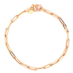 Our lightweight Italian made paper clip link chain bracelets comes in various link sizes and lengths. A must have item! Available in 14k yellow gold, rose gold, and white gold. We also sell this item in solid version: 14K Gold Solid Paper Clip Chain Bracelet Item Information: Metal: 14k Gold Link Size: S - 9x3mm M - 12x4mm L - 16x5.25mm Weight (7"): S - 2.10g M - 2.95g L - 4.95g Rose Gold Link Chain Bracelet With Adjustable Chain, Modern Rose Gold Chain Bracelet With Rectangular Links, Luxury Everyday Rose Gold Chain Bracelet, Luxury Rose Gold Chain Bracelet For Everyday, Rose Gold Chain Bracelet With Rectangular Links, Everyday Luxury Rose Gold Chain Bracelet, Rose Gold Oval Link Paperclip Bracelet, Modern Rose Gold Box Chain Bracelet, Classic Rose Gold Link Chain Bracelet