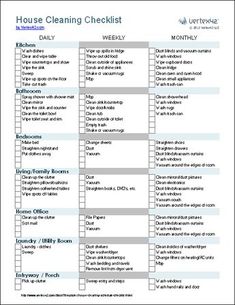 the house cleaning checklist is shown in this screenshote, and it's not