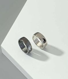 2 piece ying yang partner rings One dark grey and one silver Diameter 1.9cm Partner Rings, Double Rings, Jun 2023, Ying Yang, Double Ring, Matching Rings, Yin Yang, Dark Grey, Gold Rings