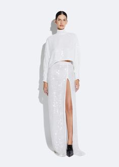 Sequin Maxi Skirt, Maxi Sequin Skirt, Find My Style, Dressed In White, High Waisted Maxi Skirt, Custom Dress, Sequin Maxi, Kundalini Yoga, White Skirt