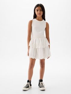 Kids Crinkle Gauze Dress | Gap Soft Cotton Dress, Preteen Fashion, Scallop Hem, Gauze Dress, Grad Dresses, Tween Outfits, Gap Kids, Layered Skirt, Dressy Outfits