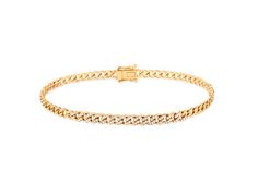 Our diamond mini curb chain bracelet features 0.18 carats of diamond set in 14k gold. Diamond chain length measures: 1.5" Chain width measures: 3.4mm Box clasp Total chain length: 7" Gold Diamond Chain, Statement Engagement Ring, Curb Chain Bracelet, Box Clasp, Diamond Chain, Gold Gift, Birthstone Bracelets, Diamonds And Gold, Diamond Bracelets