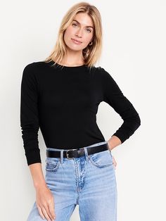 Bestee Long-Sleeve T-Shirt | Old Navy Black Long Sleeved Shirt, Simple Wardrobe, Basic T Shirts, Black Long Sleeve Shirt, T Shirts Women, Long Sleeved Shirt, Shirts Women, Toddler Boys, Women Long Sleeve