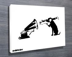 a black and white drawing of a dog with a trumpet