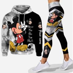 Disney World Gifts, Mickey Hoodie, Mickey Mouse Hoodie, Hoodie And Leggings, Yoga Hoodie, Disney Hoodies, Leggings Hoodie, Never Too Old, Hoodie Set