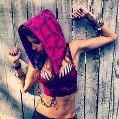 Pink Geometric reversible Lost Hood BURNING MAN by BlckSheepMarket, $50.00 Trash Fashion, Burning Man Costume, Festival Trends, El Wire, Rave Girl, Burning Man Outfits, Burning Man Festival, Festival Inspiration