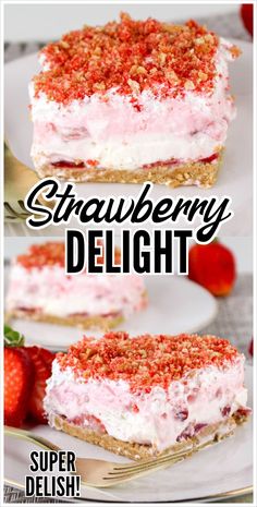 this strawberry cream dessert is so delicious and easy to make it's the perfect dessert for any special occasion