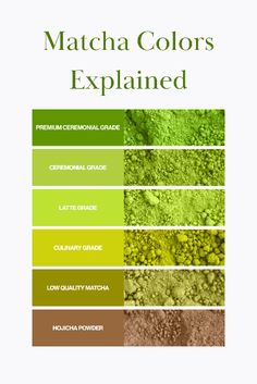 the color scheme for matcha colors is shown in green, brown and yellow tones