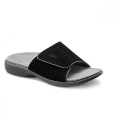 Dr. Comfort Kelly Women’s Sandal Slide | Dr. Comfort  $59 BLACK, CAMEL, LT. BLUE Luxury Women's Cushioned Slides, Casual Slide Footbed Sandals With Ortholite Insole, Beach Slides With Ortholite Insole And Open Toe, Modern Slip-on Flip Flops With Removable Insole, Comfortable Slide Slippers With Rubber Sole, Comfortable Slippers With Rubber Sole, Comfortable Ortholite Footbed Sandals For Vacation, Modern Open Toe Slides With Ortholite Insole, Comfortable Sandals With Ortholite Insole For Vacation