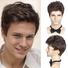 Category:Synthetic Wig; Gender:Men's; Wig Type:Natural Wigs; Occasion:Party / Evening,Vacation,Daily,Party  Evening,Birthday,Christmas Gifts; Age Group:Adults; Color Shade:Brown; Hair Material:Synthetic Hair; Cap Construction:Machine Made; Texture:Straight,Wavy; Length:Short; Features:Adjustable,Fashionable Design,Soft,Natural,Comfortable; Heat Resistant:Yes; Listing Date:06/03/2024; Hairstyle:Asymmetrical; Can Be Permed:No Fluffy Wig, Wigs For Men, Hair Male, Mens Wigs, Wig Short, Natural Wigs, Brown Wig, Wigs Online, Light Hair