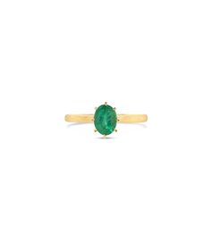 Satin Finish Free Shipping Free Repairs for 1-year Classic Emerald Ring For May Birthstone, Classic Oval Solitaire Birthstone Ring, Classic Emerald Birthstone Ring, Timeless Yellow Gold Emerald Ring With Oval Shape, Timeless Yellow Gold Oval Emerald Ring, Timeless Oval Emerald Promise Ring, Elegant Oval Cabochon Birthstone Ring In Yellow Gold, Classic Yellow Gold Emerald Ring With Round Band, Elegant Emerald Solitaire Ring With Round Band