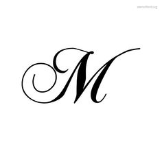 the letter m is made up of swirly black letters on white paper, and it has