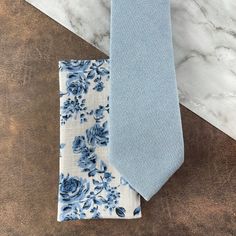 Elegant Blue Cotton Suit And Tie Accessories, Blue Cotton Tie For Formal Occasions, Classic Blue Cotton Handkerchiefs, Classic Blue Cotton Tie, Floral Tie Groomsmen, Blue Groomsmen Suits, French Blue Wedding, Blue Groomsmen, Floral Pocket Square