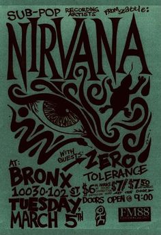 an event poster for nirvana at the bronx tolerance on march 5, 1970