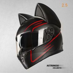 the helmet is designed to look like a cat