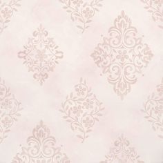 a white and pink wallpaper with an ornate design