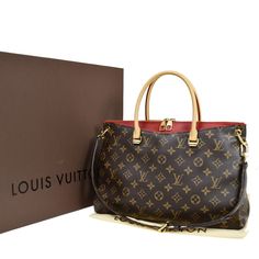 LOUIS VUITTON Pallas 2Way Shoulder Hand Bag Monogram Leather Red Cerise Spain M41175       ( GOOD CONDITION )   SKU ( HP70 JK3  ) 👜DETAILS👜   BRAND LOUIS VUITTON STYLE Hand Bag COLOR / MATERIAL Cerise,Brown/ Monogram Leather   COUNTRY OF MANUFACTURE  Spain SERIAL NUMBER CA4164 DIMENSION SIZE ( inch ) W  13.4 x H 9.4 x D 5.1   " (approx.) SIZE ( cm ) W  34 x H 24 x D 13  cm (approx.) HANDLE DROP ( inch /cm ) 7.1 "/ 18  cm (approx.) SHOULDER DROP ( inch /cm ) 10.2 - 12.6 "/ 26 - 32  cm(approx.) Leather Handbags Women Louis Vuitton Official, Best Louis Vuitton Handbags Buyma, Red Lv Bag, Red Louis Vuitton Bag, Louis Vuitton Pallas, Louis Vuitton Brown Handbags, Monogrammed Leather, Small Boxes, Hand Bag