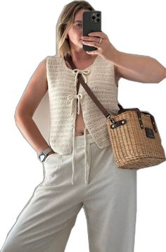 Spring Knit Sweater Vest, Trendy Knit Vest For Day Out, Sleeveless Crochet Lace Top For Fall, Spring Cotton Sweater Vest, Spring Cotton Knit Top With Crochet Lace, V-neck Knitted Summer Vest, Summer Knitted V-neck Vest, Spring V-neck Crochet Top, Summer V-neck Knitted Vest