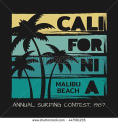 an old poster with palm trees and the words california for nii mau beach