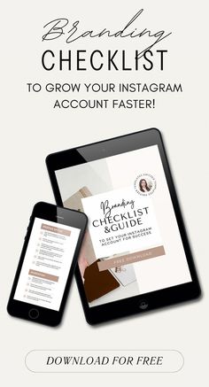 an ipad and tablet with the text, building checklist to grow your instagram account faster