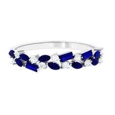 Product Details Make every moment memorable with this elegant Half Eternity Band Ring that symbolizes enduring love and commitment. Exquisitely crafted, it features Baguette and Marquise Shape Blue Sapphire gemstones, beautifully complemented by sparkling Diamonds, for a scintillating look. Perfect for marking special milestones or simply adding a touch of luxury to your daily wear, this Blue Sapphire Diamond Ring embodies style and grace. Product Information SKU SHP-RINGS082410033 Weight 1.84 g Blue Prong-set Eternity Band For Anniversary, Blue Eternity Band With Prong Setting For Anniversary, Formal Blue Sapphire Eternity Band, Blue Brilliant Cut Eternity Band For Anniversary, Blue Cubic Zirconia Eternity Band For Anniversary, Formal Blue Eternity Band In Fine Jewelry Style, Blue Eternity Band For Formal Occasions, Formal Blue Eternity Band Fine Jewelry, Elegant Blue Eternity Band