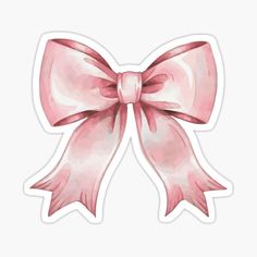 a pink bow sticker with watercolor effect on the bottom and side, in front of a white background