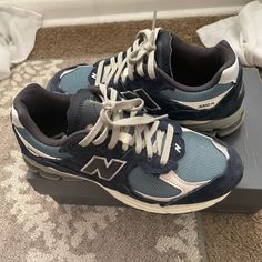 Worn Once Neon Running Shoes, New Balance Blue, Yellow Sneakers, New Balance Men, Retro Men, New Balance Shoes, Black Running Shoes, Navy Blue Color, Shoe Inspo