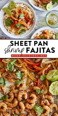 Cleanup is a breeze in this easy meal! Your rotation of weeknight dinner ideas must have these sheet pan fajitas. Complete with veggies, this shrimp fajita recipe is delicious! Save this and try it!