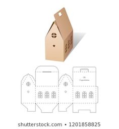 an open cardboard box with cut out the front and side of it to make a house